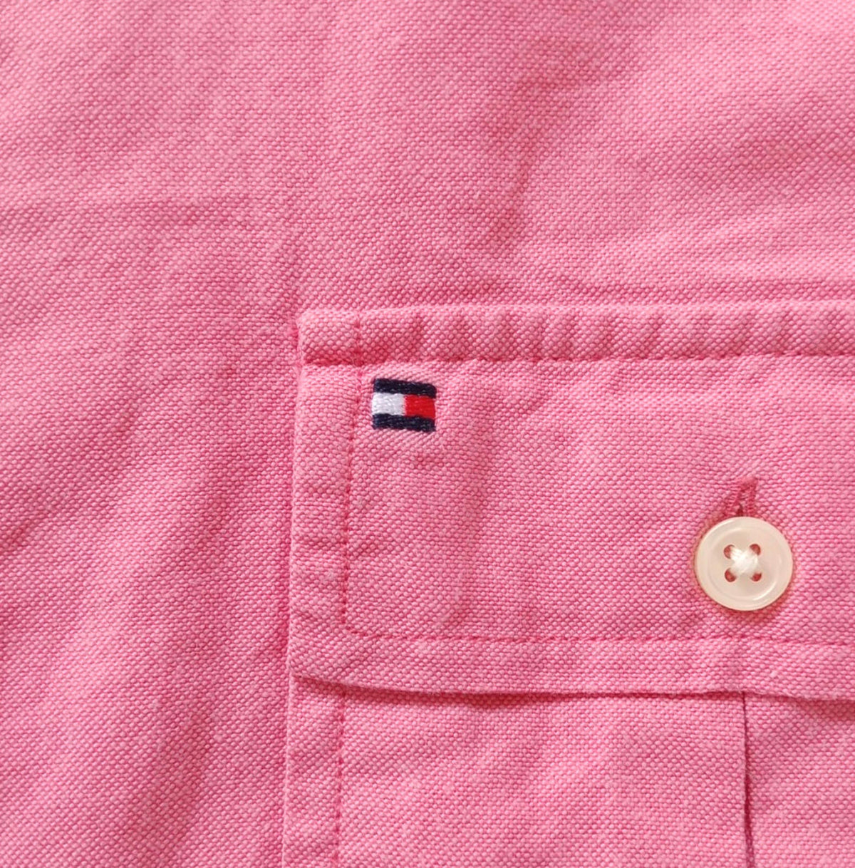 Tommy Hilfiger Shirt Men's UK Size S Pink Long Sleeve Pockets 100% Cotton