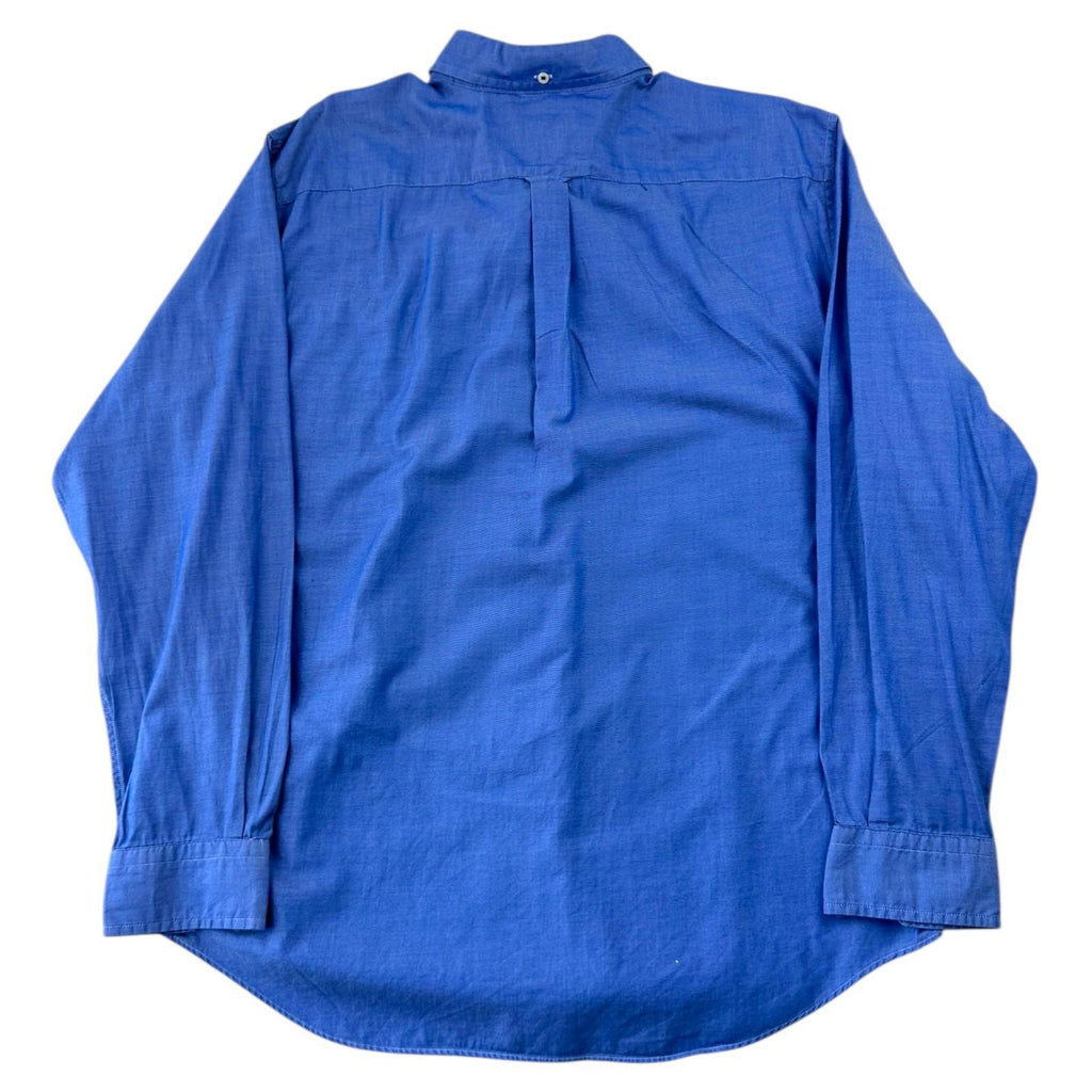 Nautica Shirt Men's UK Size L Blue Solid Long Sleeve Pockets Embroidered Logo