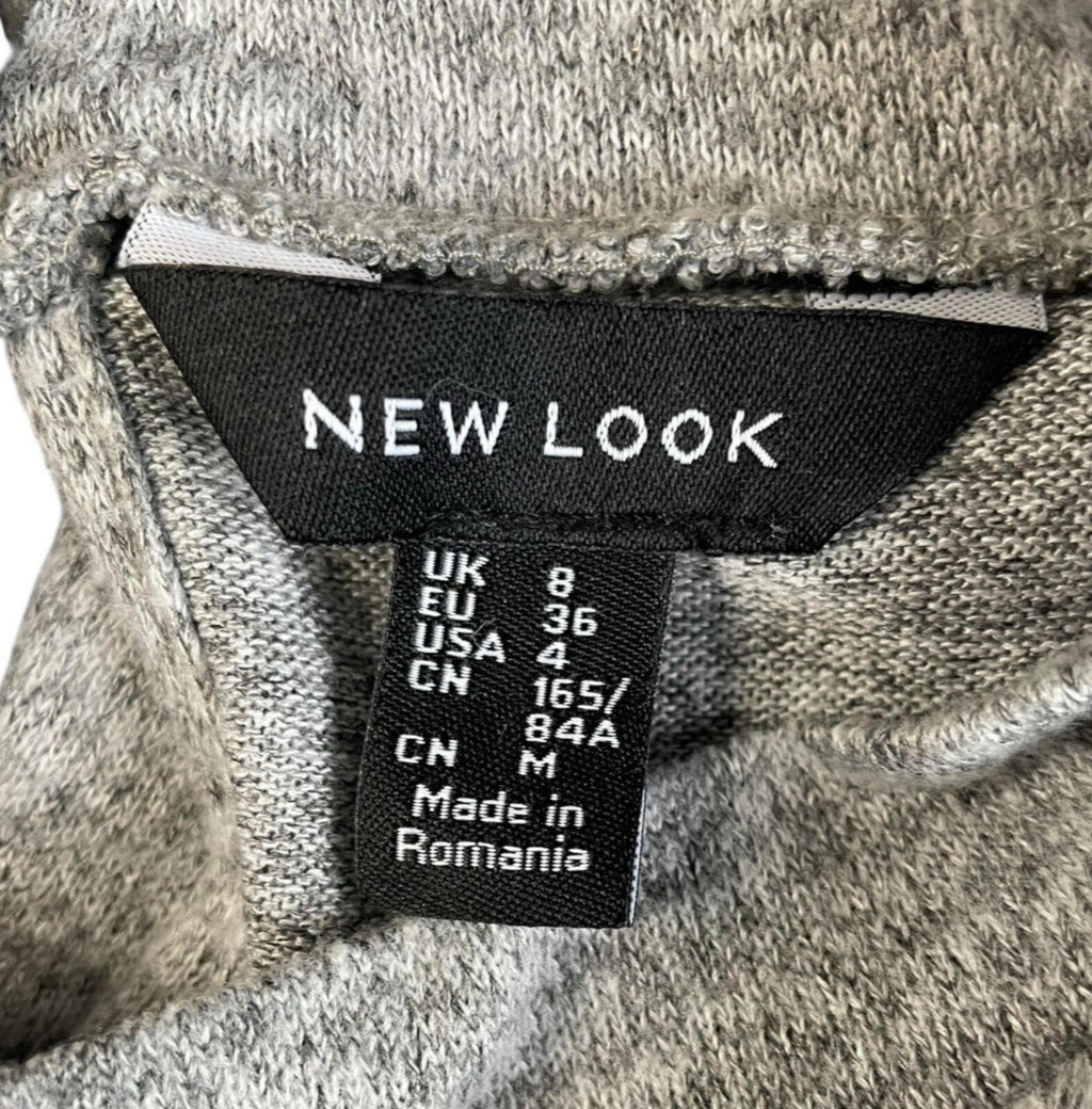 New Look Grey Mini Dress High Neck Long Sleeve Women's UK Size 8