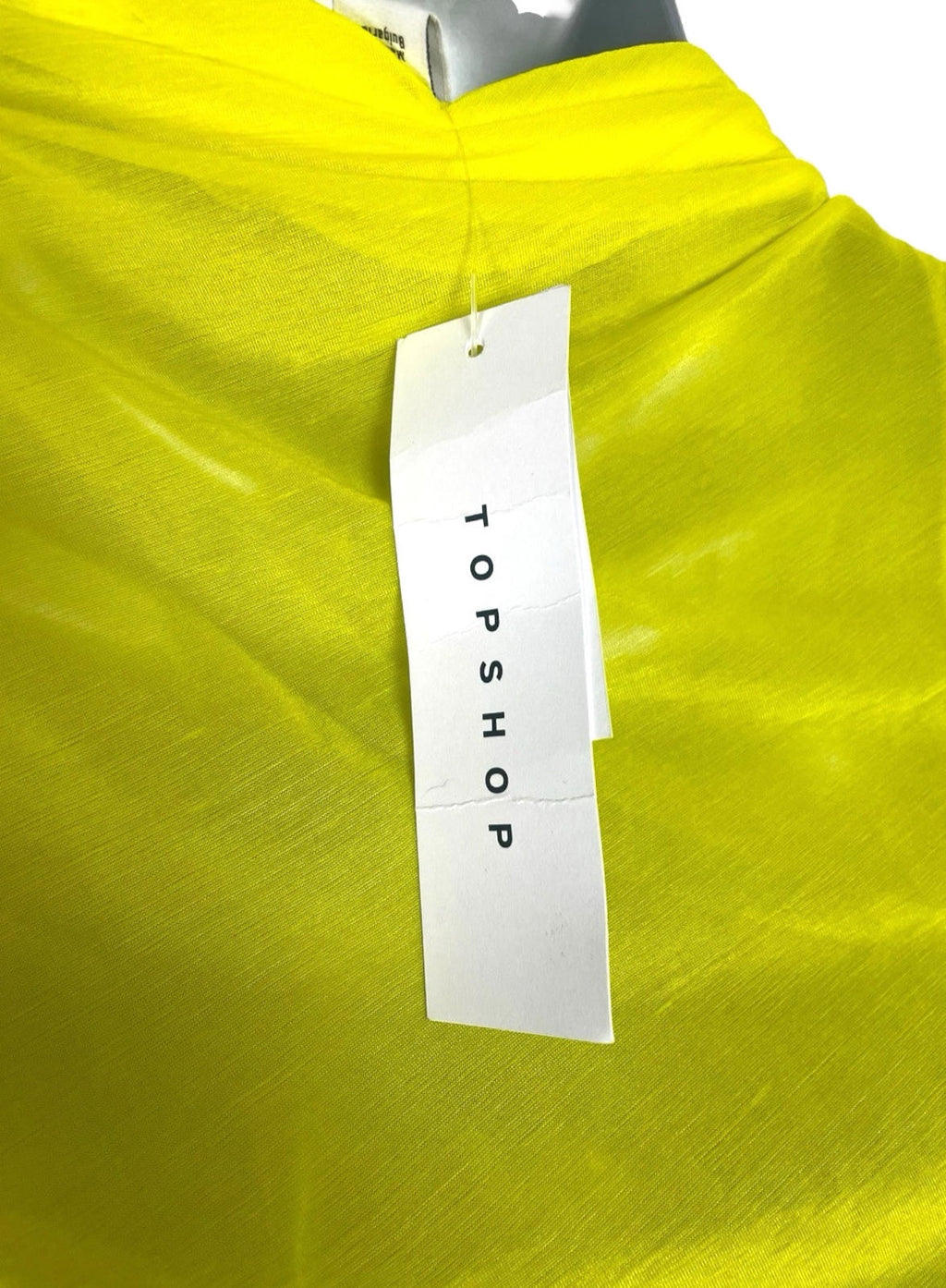 TopShop Yellow Topshop Bright Yellow Chiffon Top One Sleeve Sheer Women's UK Size 8-10