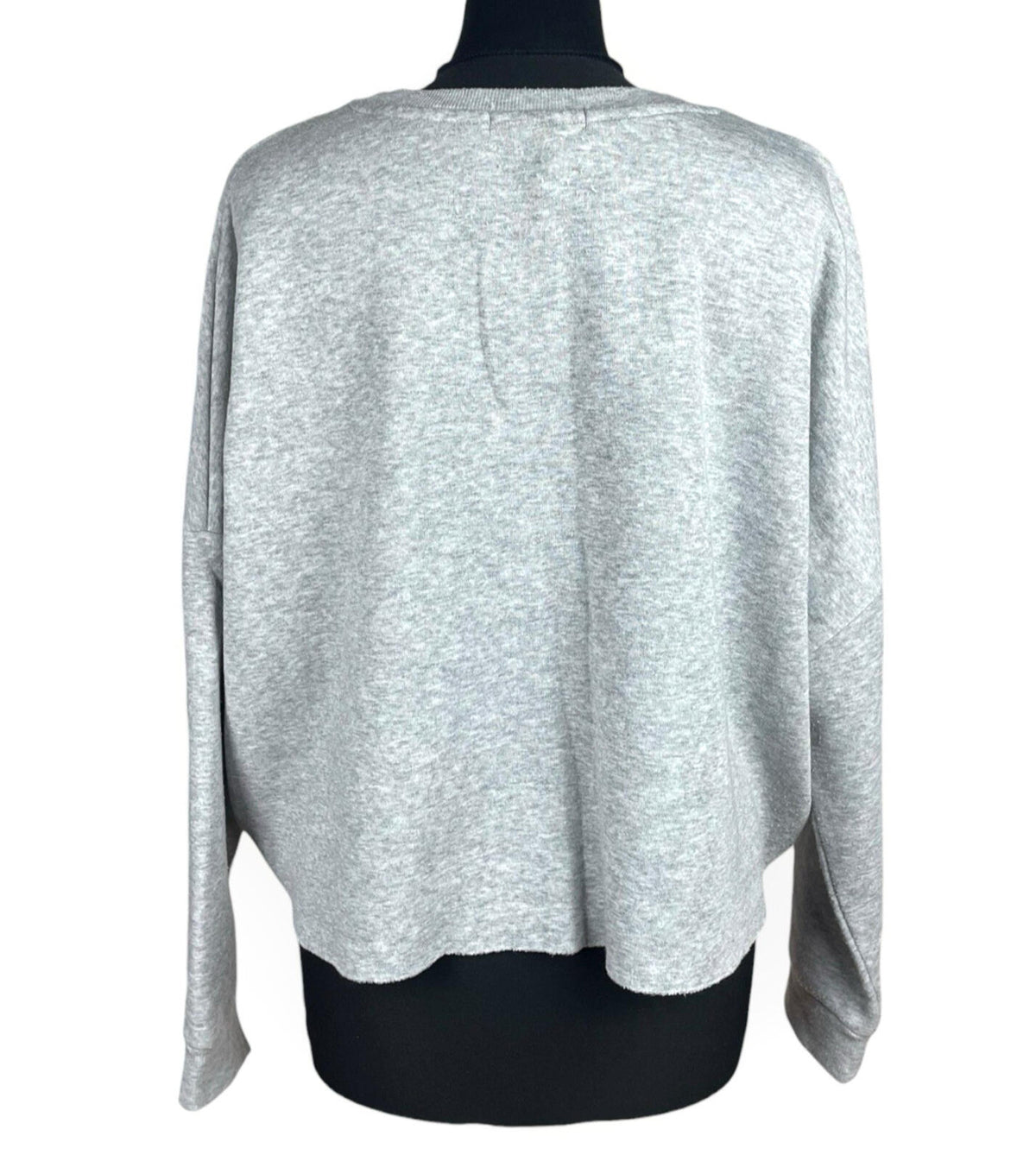 Primark Dragonfly Sequin Jumper Women's UK Size L Cropped Light Grey Gold Detail