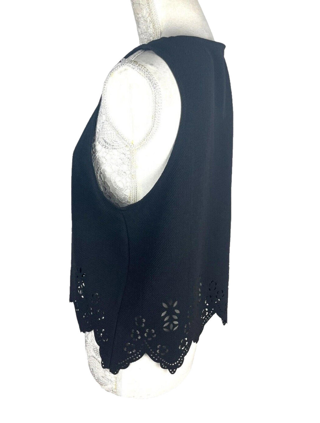 Select Black Select Crop Top Black Laser Cut Scallop Trim Women's UK Size 14