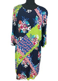 Next Floral Patchwork Shift Dress Women’s UK Size 16 Mini Lightweight 3/4 Sleeve