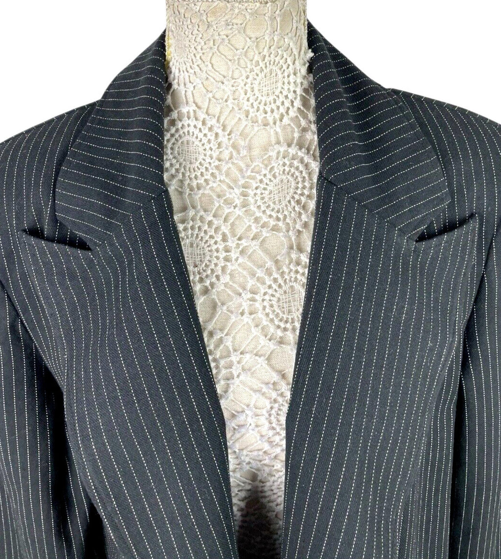 Pretty Little Thing Blazer Jacket Black Stripe Shoulder Pads Women's UK Size 14