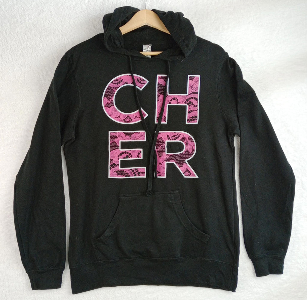 Black Cher Hoodie Men's UK Size M Black Hooded Pockets Cotton Rich Easy Care