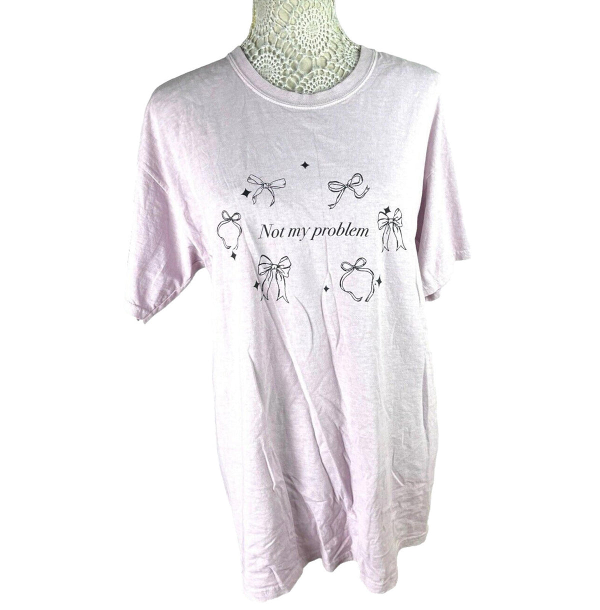 Pink Printed T-shirt Not My Problem Oversized Graphic Print Women's UK Size M