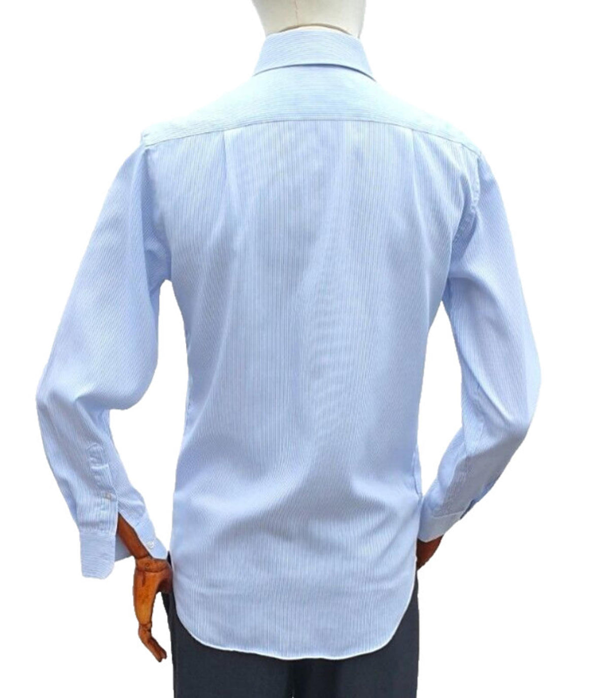 M&S Shirt Long Sleeve Striped Men's Large 14.5" Collar 100% Cotton