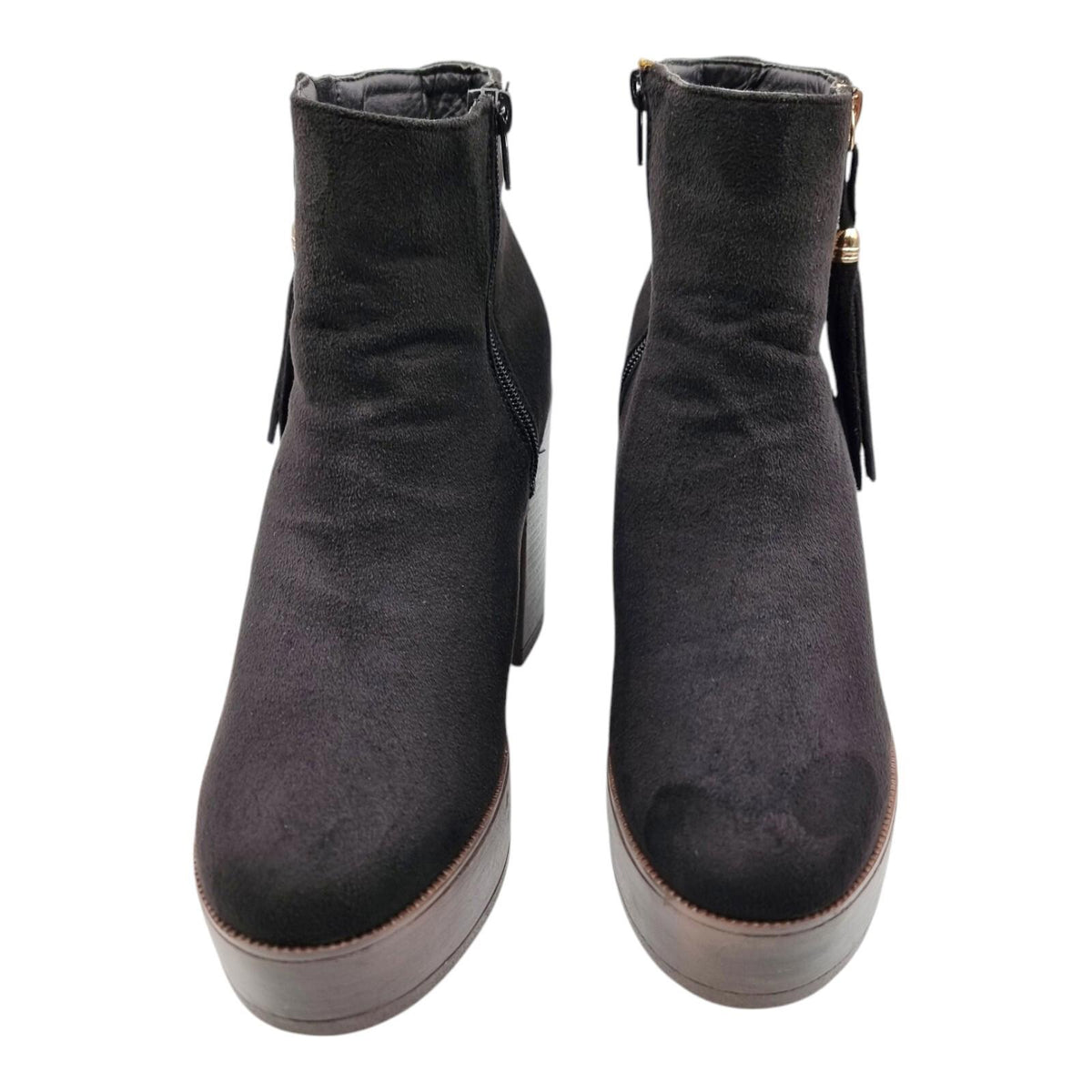 Krush Black Krush Ankle Boots Black Block Heel Faux Suede Women's UK Size 7