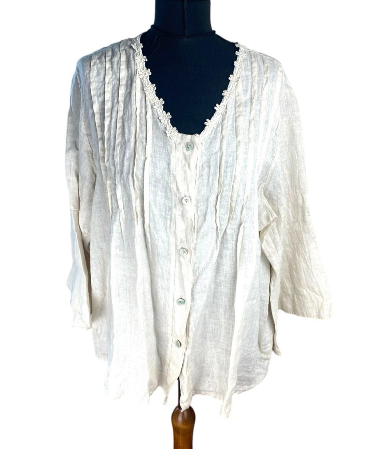 Diverse Beige Linen  Blouse Women's UK Size L (12-14)
