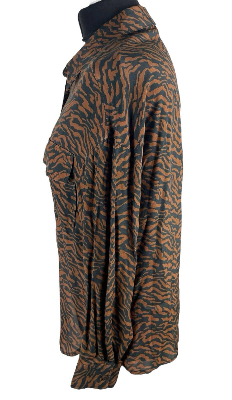 Pull&Bear Animal Print Shirt Blouse Collared Relaxed Fit Women's UK Size S