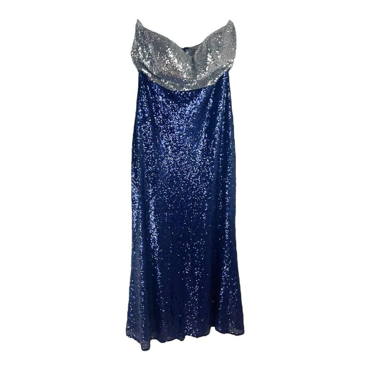 Ever-Pretty Navy Dress Women's UK Size 18 Blue Sequin Strapless Occasion Sparkle