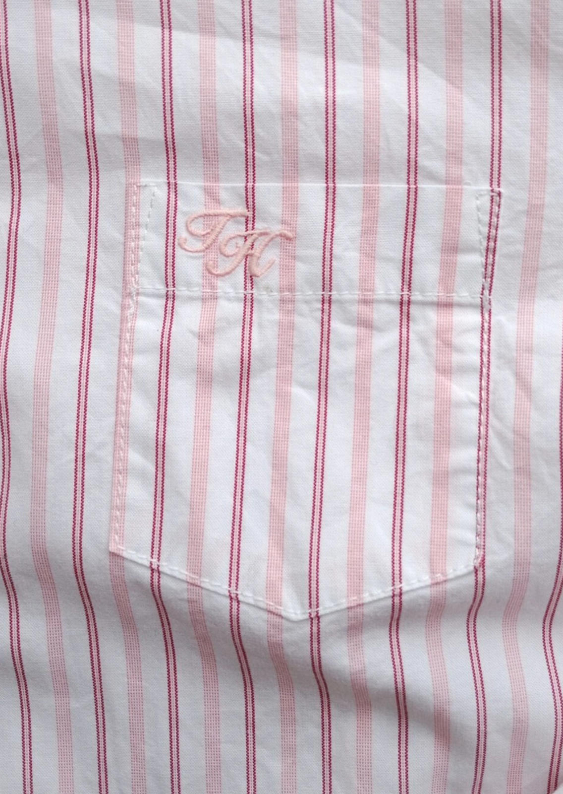 Tommy Hilfiger Shirt Men's UK Size XL Pink Striped Long Sleeve Pockets Easy Care
