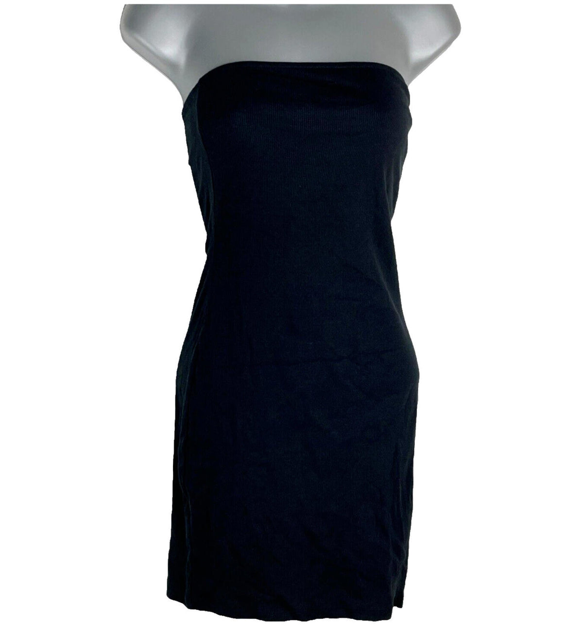 Divided Black Ribbed Strapless Mini Dress