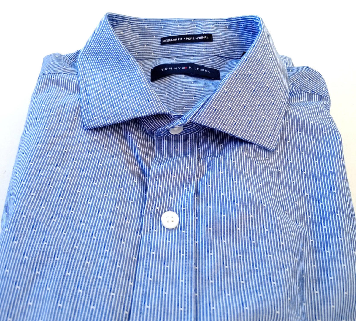 Tommy Hilfiger Shirt Men's UK Size L Blue Geometric Long Sleeve Pockets