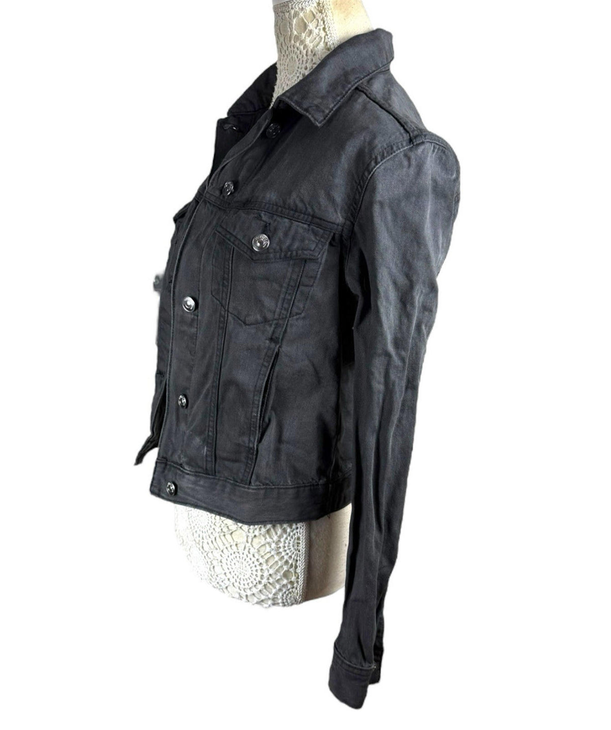 Divided Grey Denim Jacket Collared Pockets Grunge Relaxed Fit Women's UK Size 6