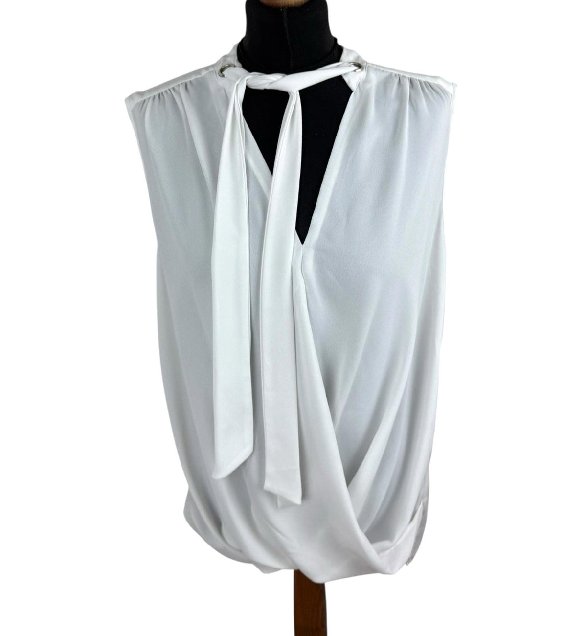 River Island White Camisole Top Tie Neck Lightweight Women's UK Size 16