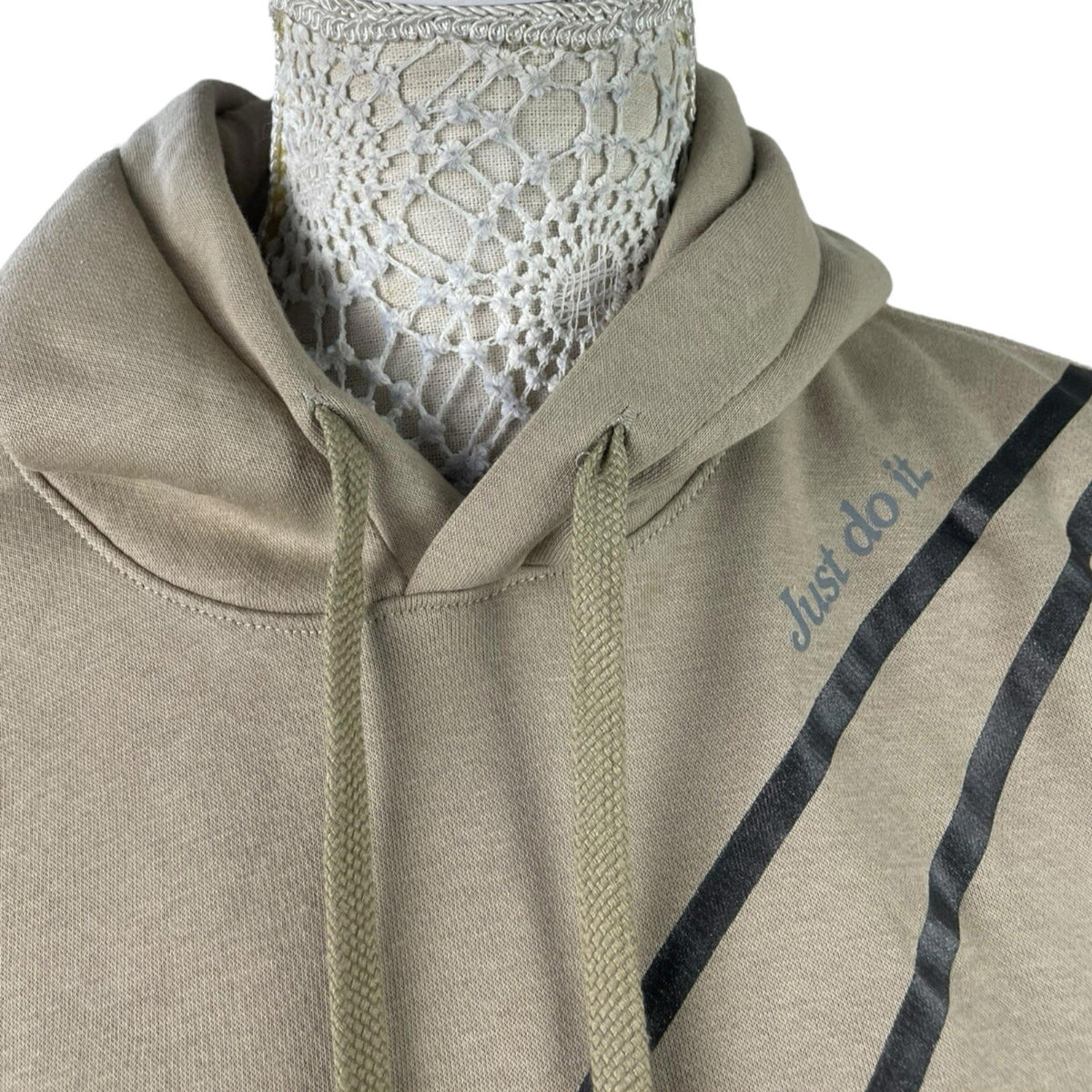 Nike Swoosh Hoodie Fleece Lined Jersey Beige Stone Women's UK Size S