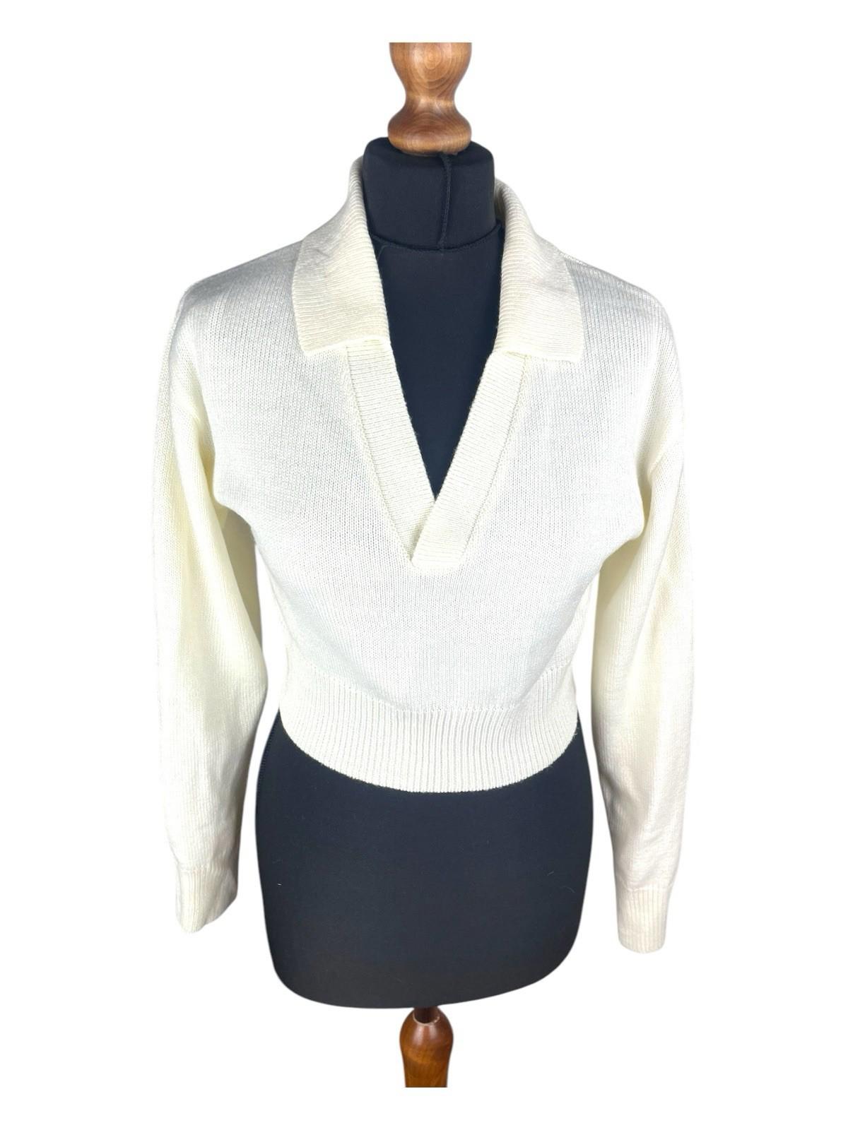Divided Ivory Collared Jumper Cropped Long Sleeve Women's UK Size XS
