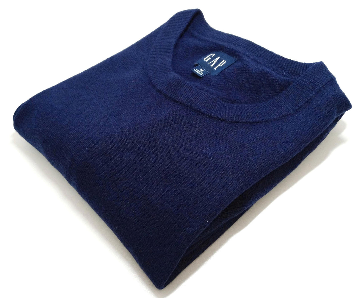 Gap Knit Jumper Men's UK Size M Navy Blue Long Sleeve 100% Cotton Crew Neck Sweater