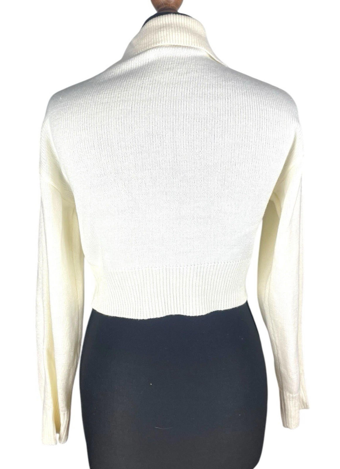 Divided Ivory Collared Jumper Cropped Long Sleeve Women's UK Size XS