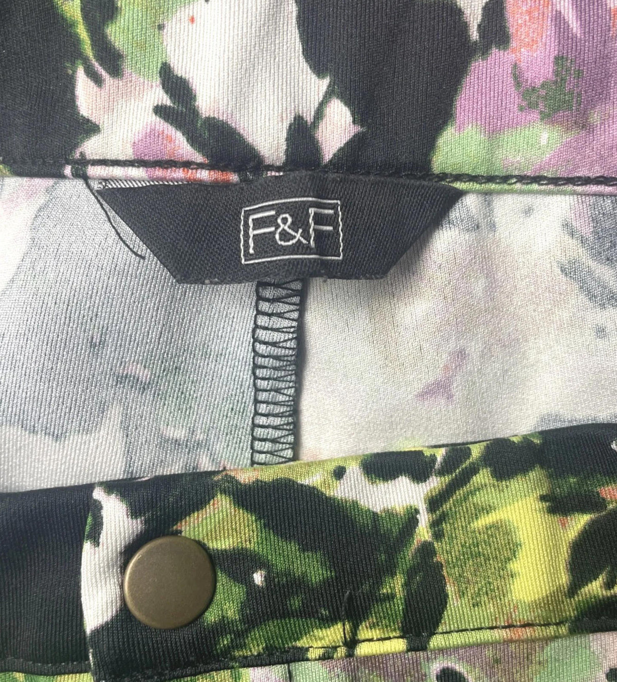 F&F Floral Trousers Skinny Fit Black High Waist Women's UK Size 8