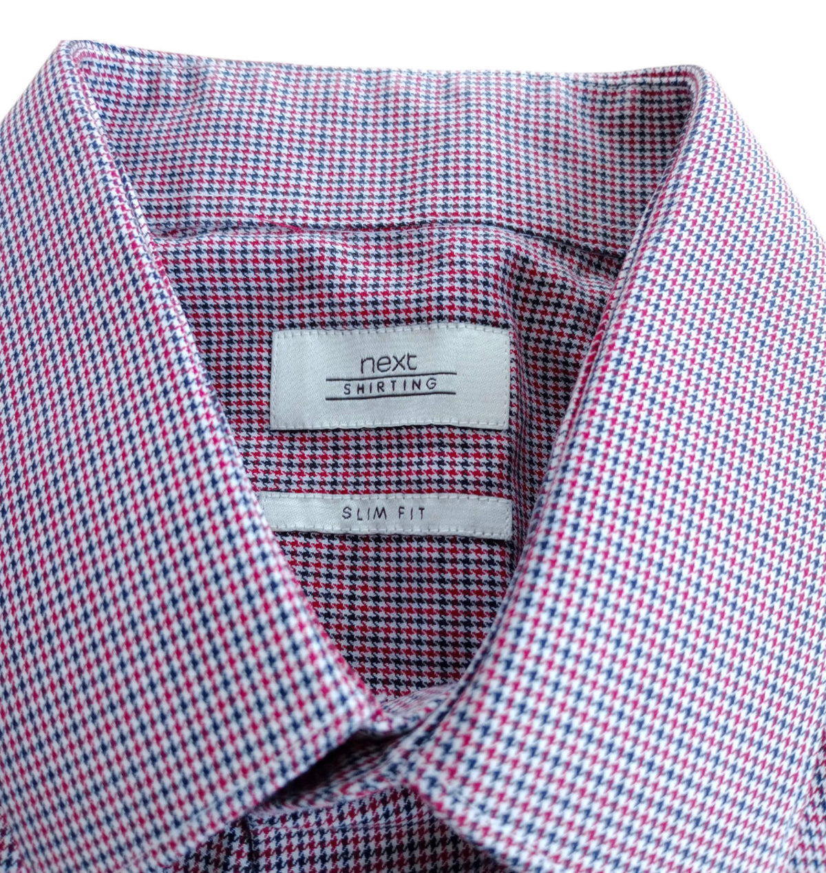 Next Red Check Shirt Slim Fit Men's UK Size L Collar 15.5"