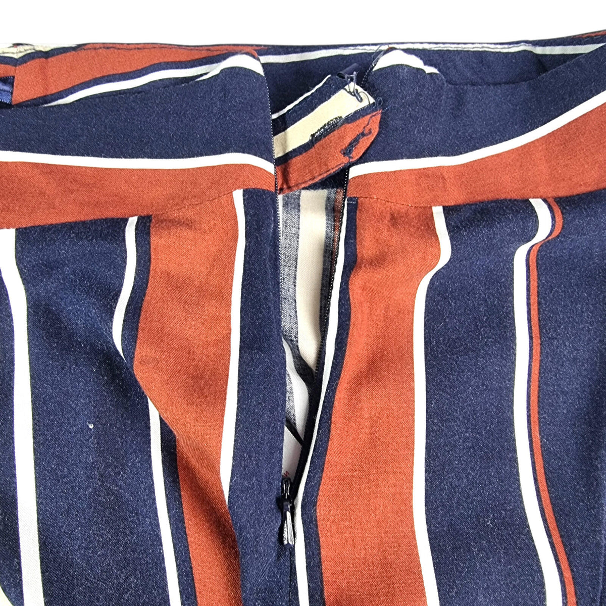Red Herring Navy Red Herring Wide Leg Capri Trousers Women's UK Size 12 Striped High Waisted