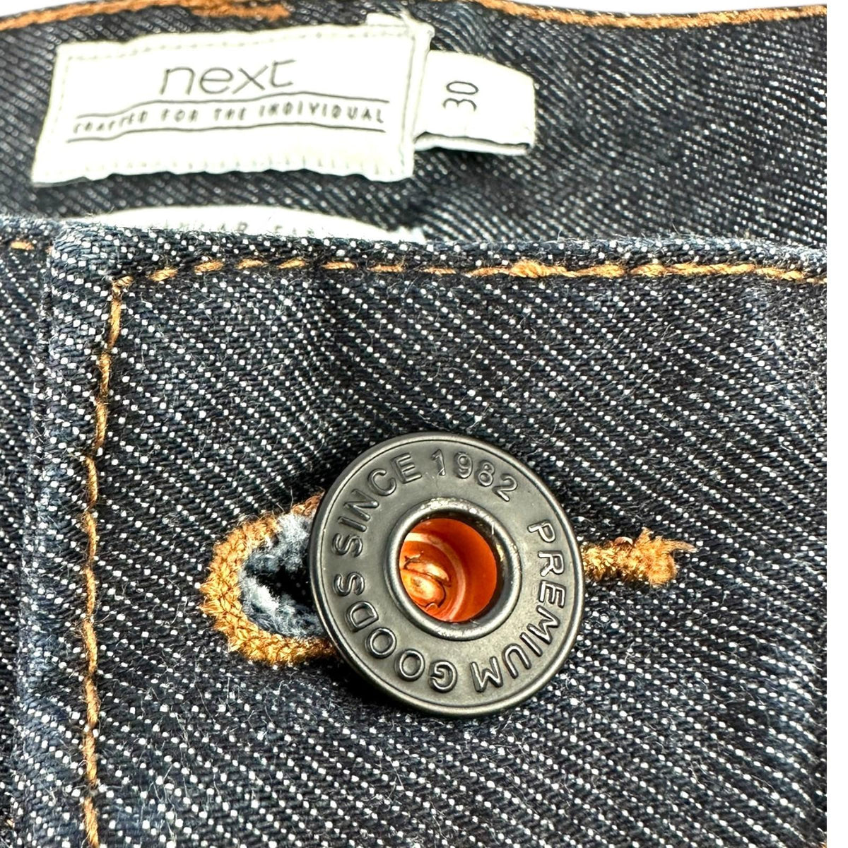 Next Denim Shorts Men's UK Size 30" W Regular Fit Navy Blue Button Front Rolled Cuffs