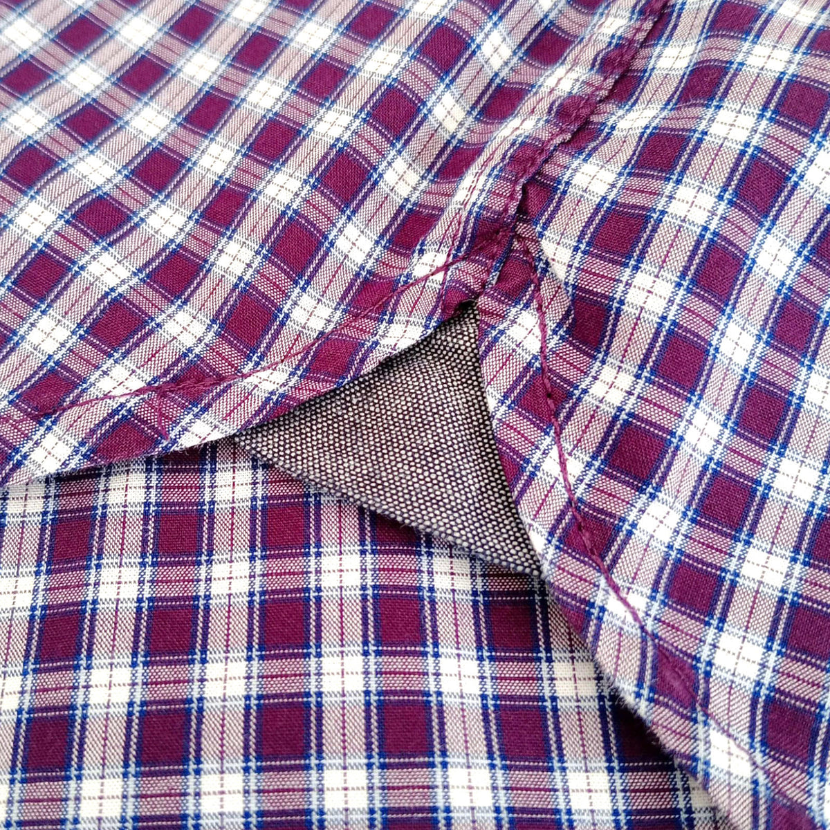 Marks & Spencer Plaid Shirt Men's UK Size L Purple White Button Down Long Sleeve