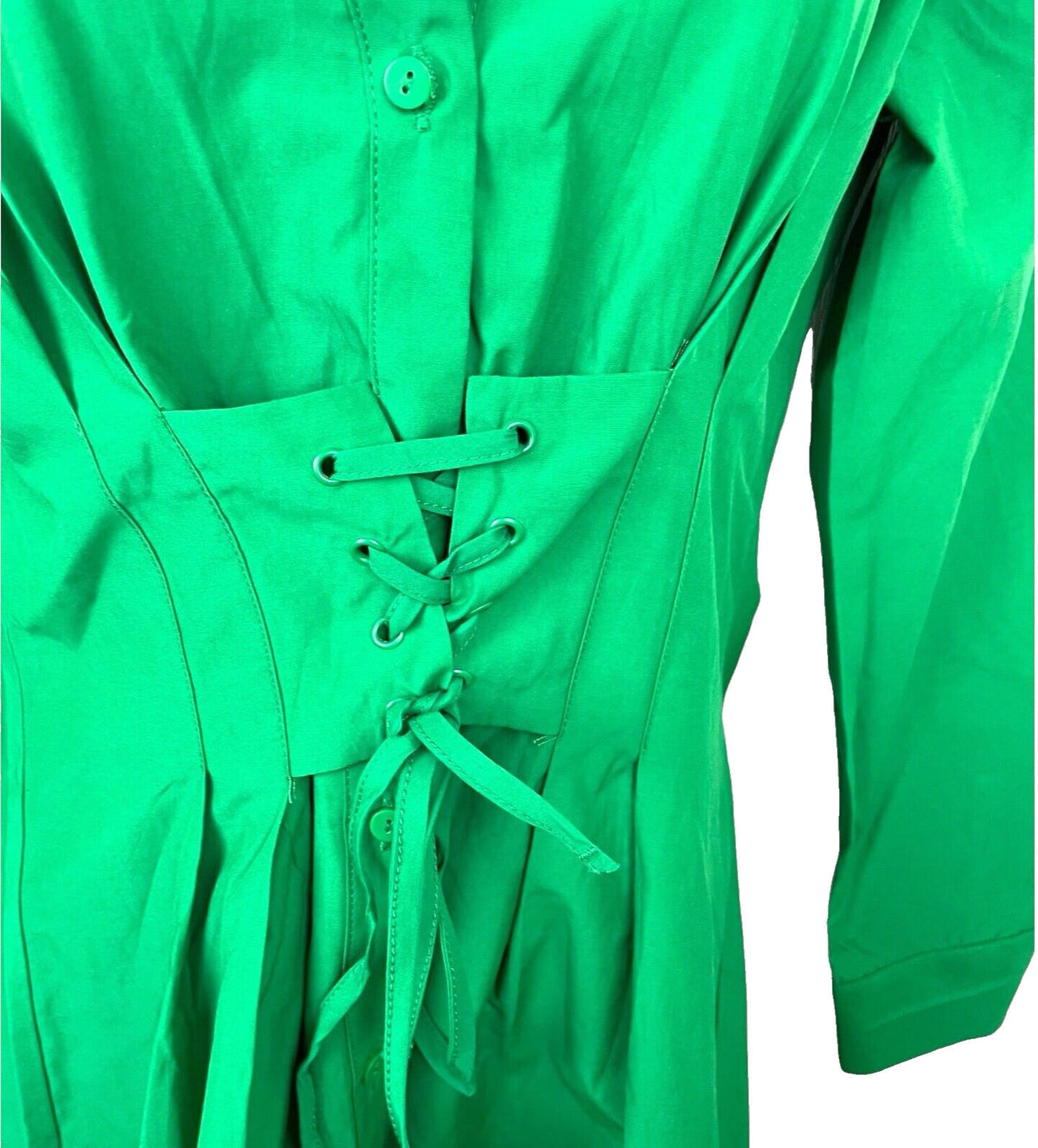Stradivarius Shirt Dress Green Corset Detail Summer Women’s UK Size XS