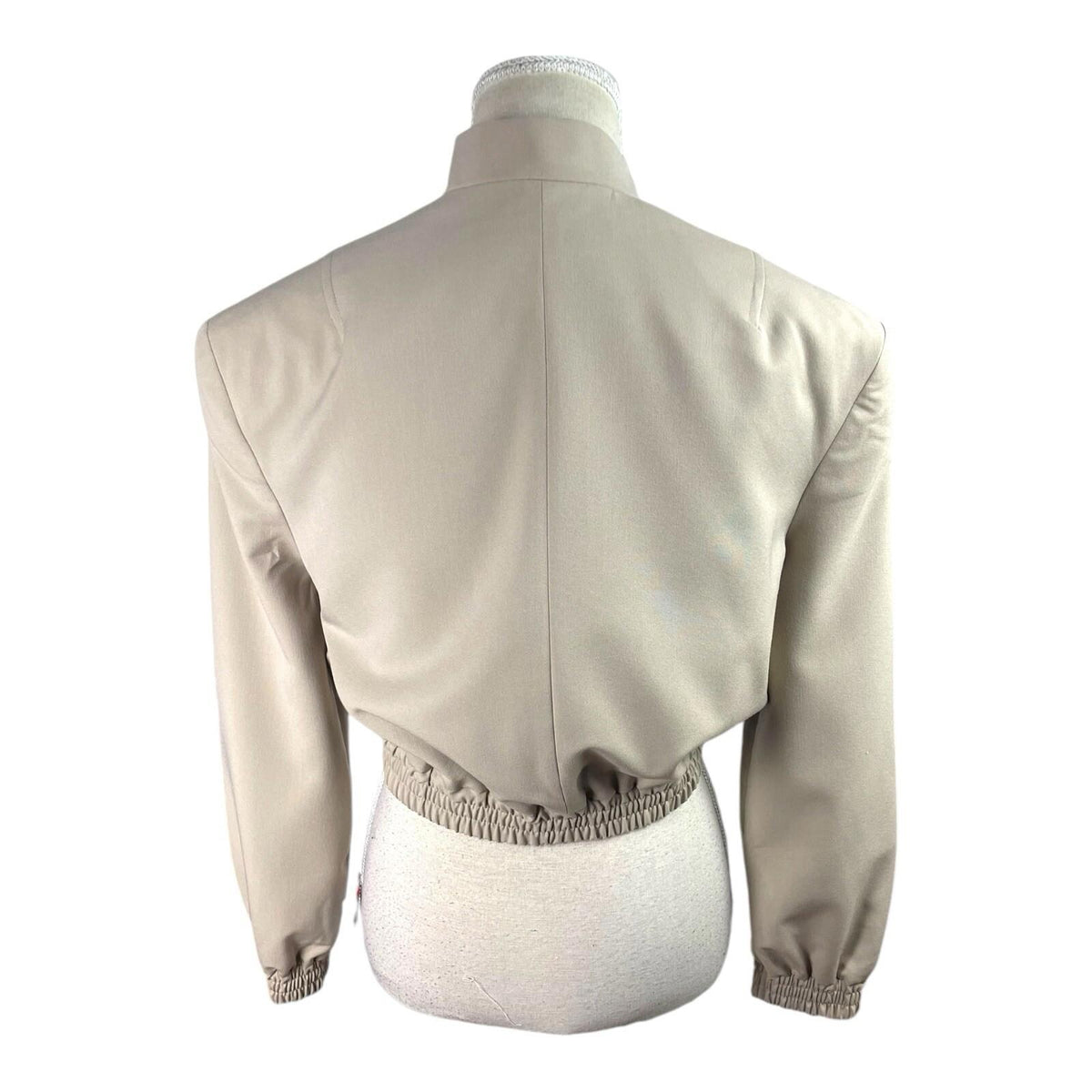ASOS Beige Cropped Trench Coat Shoulder Pads High Neck Women's UK Size 8