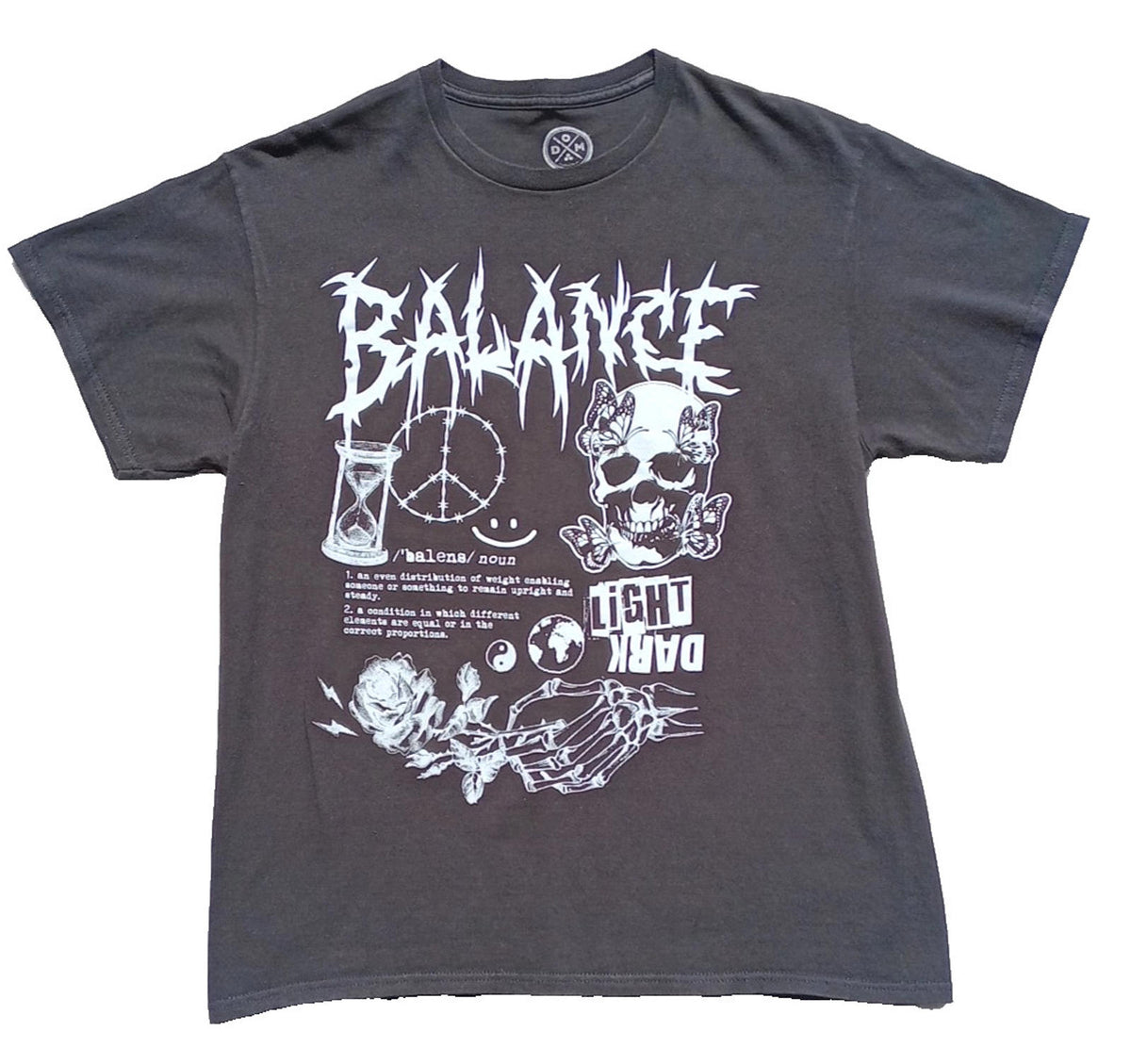 Balance Skull T-Shirt Men's UK Size S Crew Neck Light Dark Graphic Print