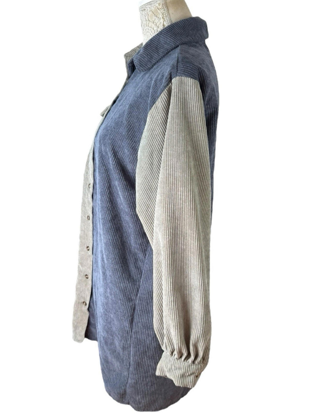 Nasty Gal Corduroy Shirt Oversized Colour Block Front Pocket Women’s UK Size 8