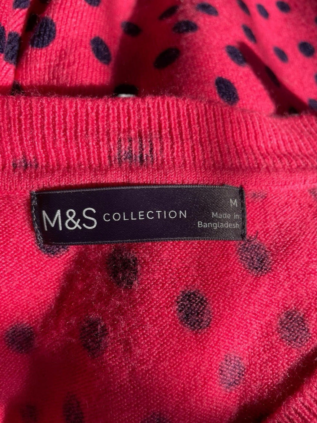 Marks & Spencer Pink M&S Collection Pink Jumper Polka Dot Soft Touch Women's UK Size M