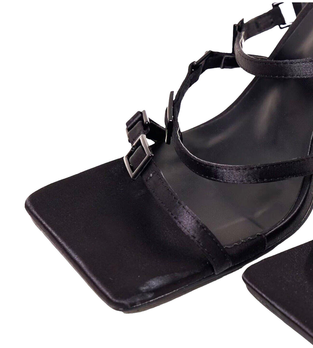 Pretty Little Thing Shoes Black Open Toe Women's UK Size 6