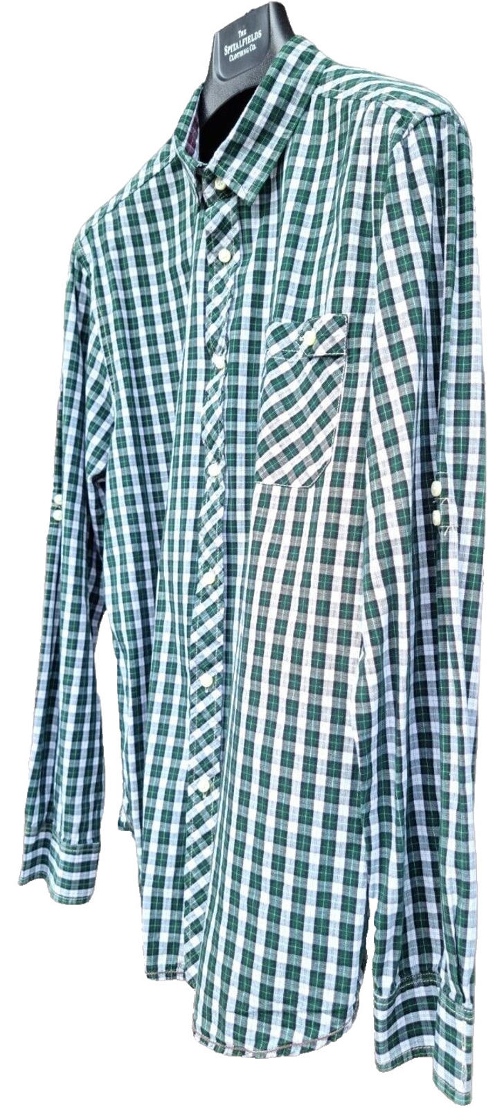 Burton Shirt Green Check Long Sleeve 100% Cotton Men's UK Size M Medium