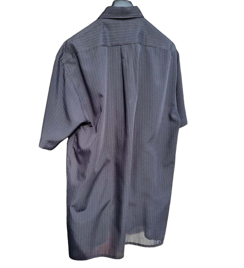 Tom Hagan Shirt Short Sleeve Men's UK Size XL Black Striped 46" Chest