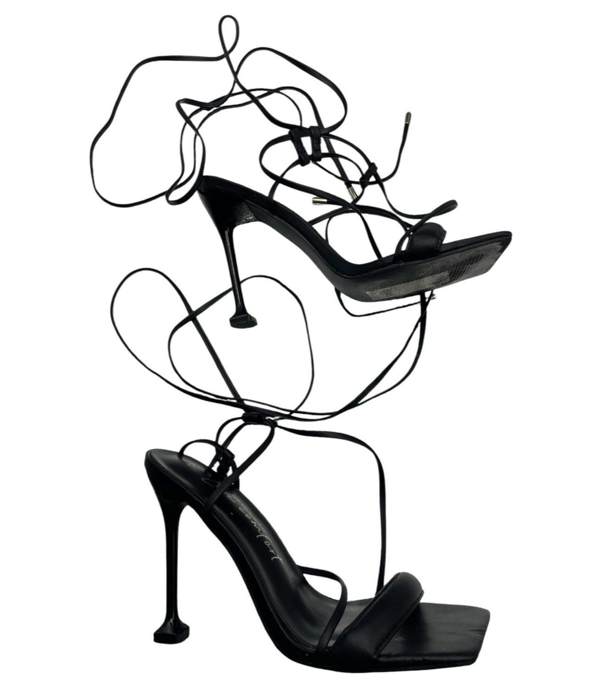 New Look Comfort Open Toe Stiletto Shoes Black Strap Up Women's UK Size 4