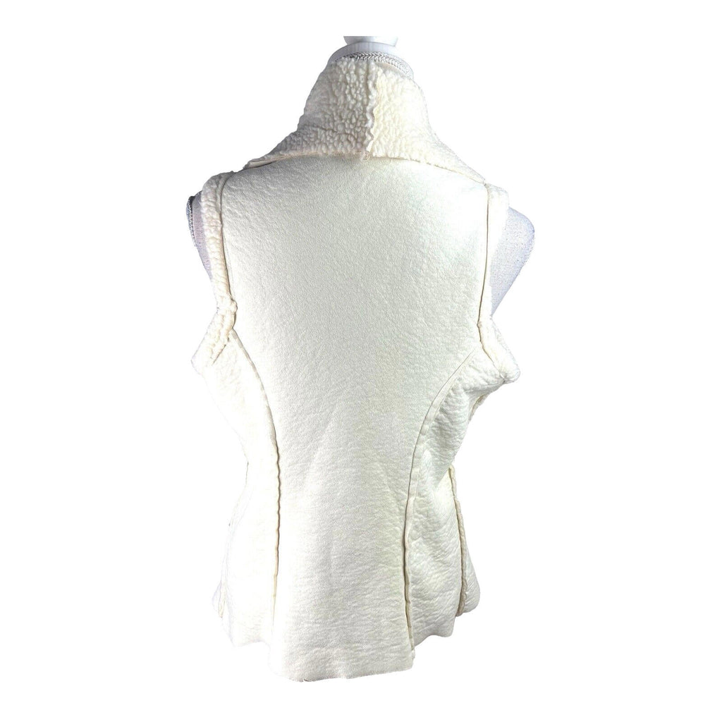 Beige Italian Cream Gilet Faux Leather Sherpa Lining Women's UK Size L (12)