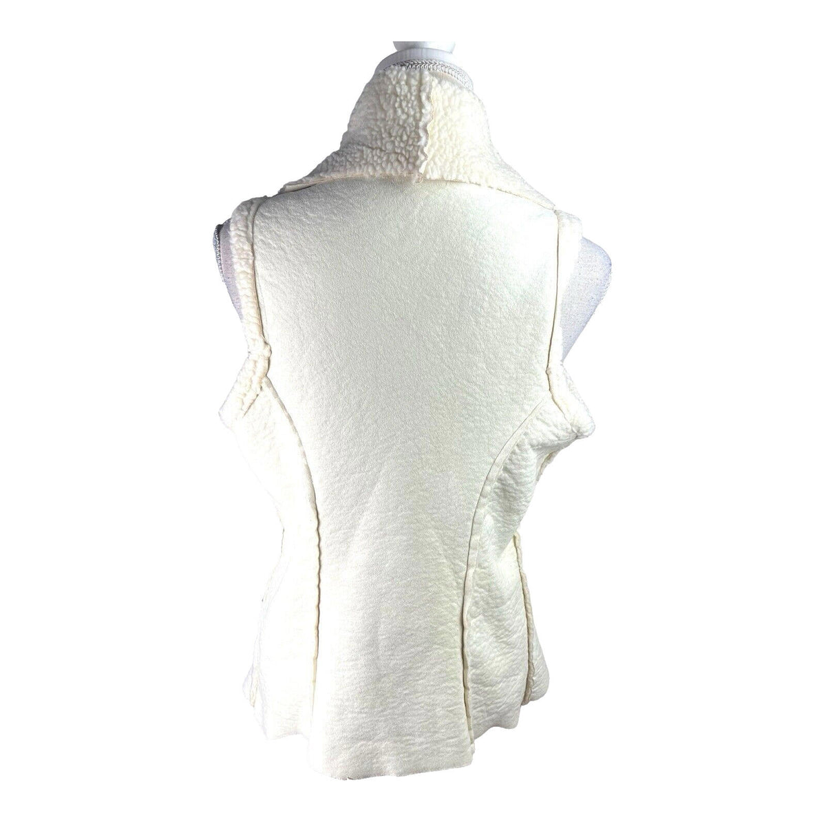 Beige Italian Cream Gilet Faux Leather Sherpa Lining Women's UK Size L (12)