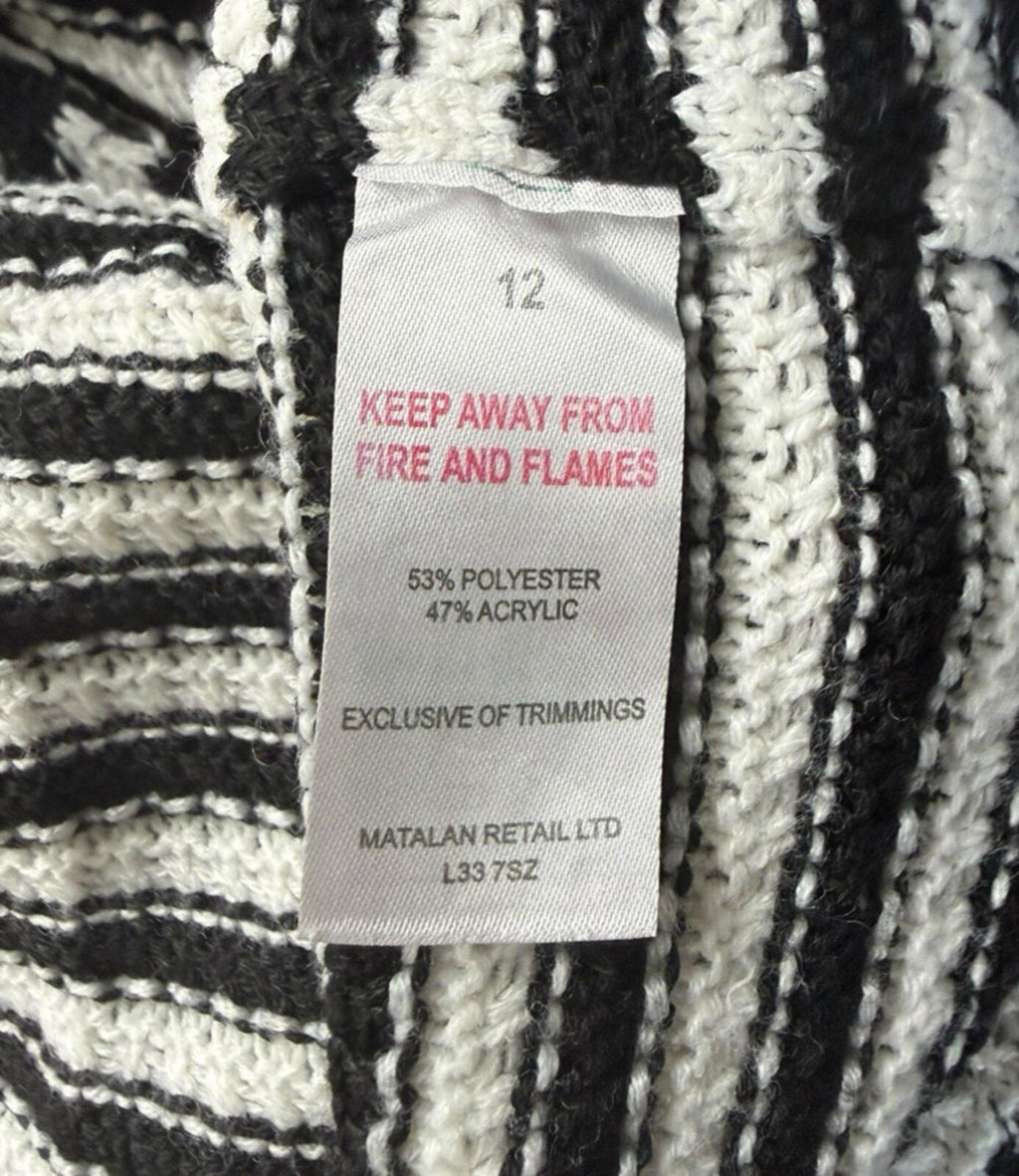 Papaya Off Shoulder Knit Top Women's UK Size 12 Stripe Black White
