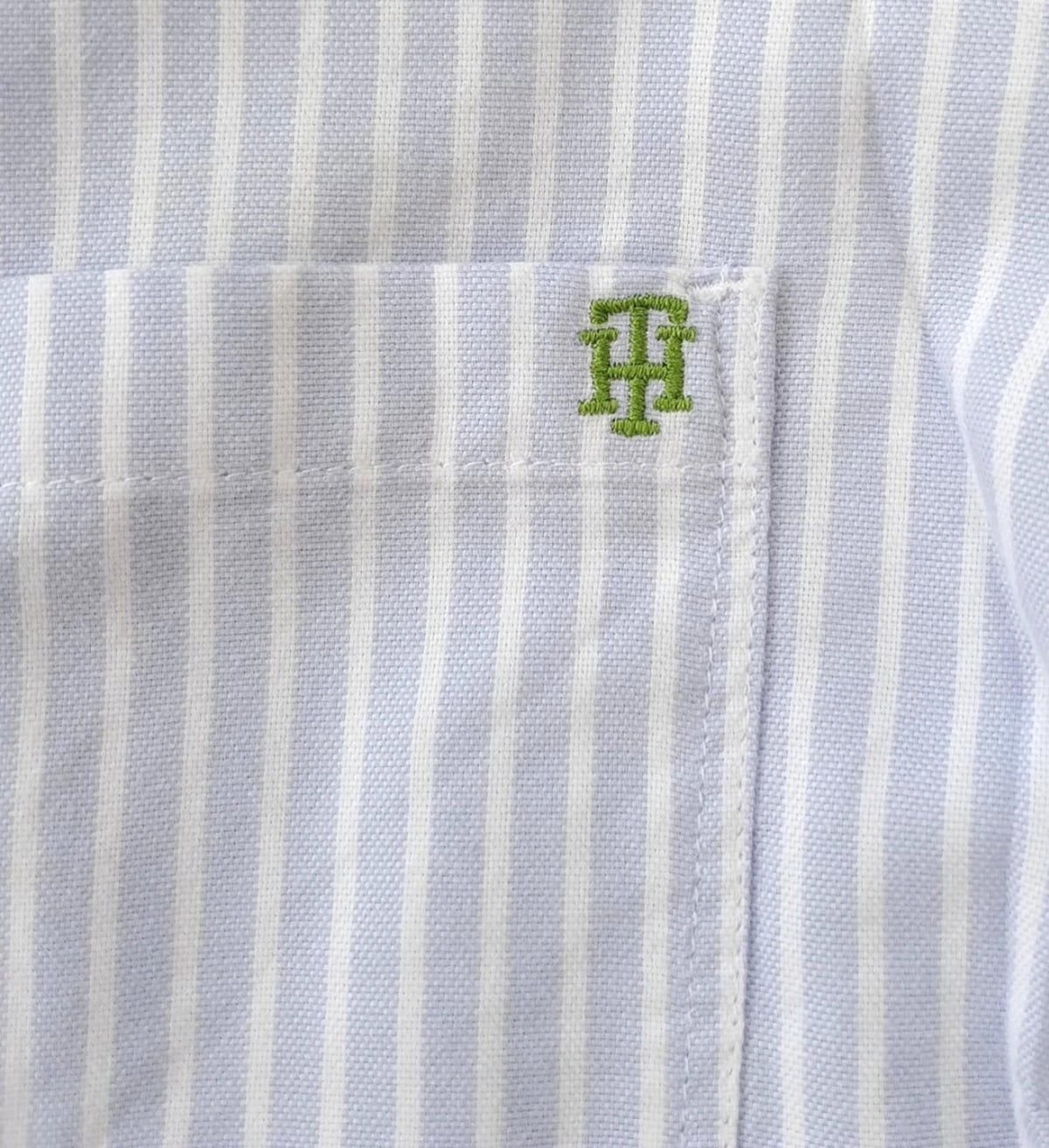Tommy Hilfiger Shirt Men's UK Size XL Blue Striped Long Sleeve Pockets Easy Care