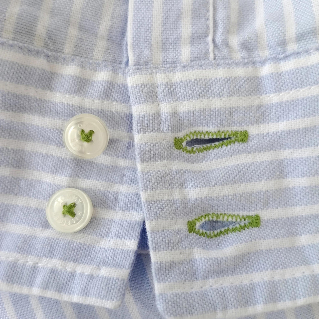 Tommy Hilfiger Shirt Men's UK Size XL Blue Striped Long Sleeve Pockets Easy Care
