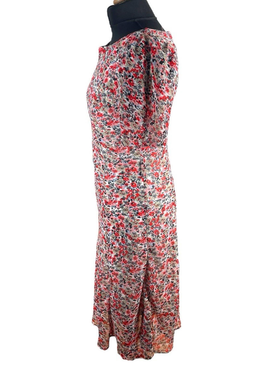 Autonomy Red Floral Midi Dress Layered Summer Women's UK Size 12