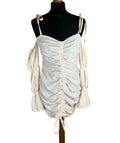 Boohoo Cream Mini Dress Ruffle Off The Shoulder Women's UK Size 12