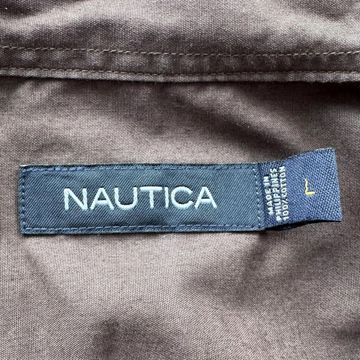 Nautica Shirt Men's UK Size L Black Solid Long Sleeve Pockets Embraided Logo