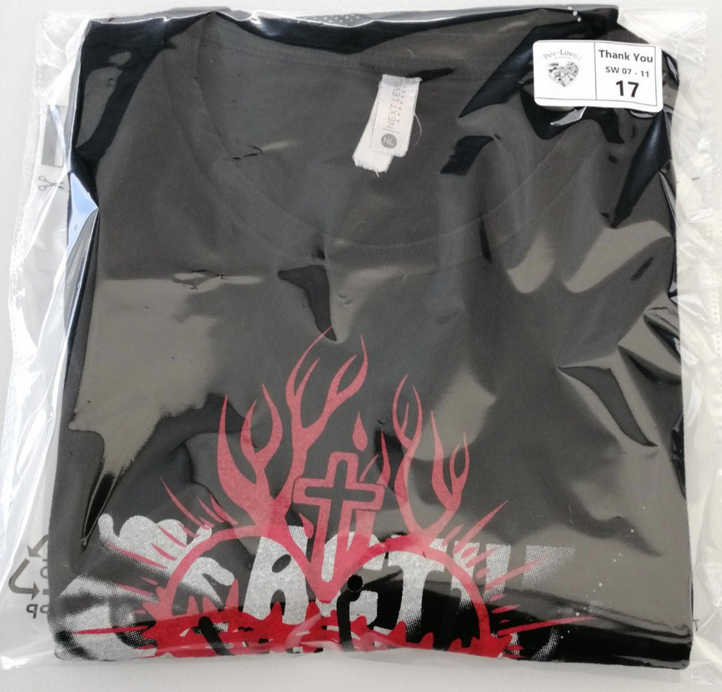 Next Level Black Actual Garbage T-Shirt Men's Size L Black Crew Neck Graphic Print 2023