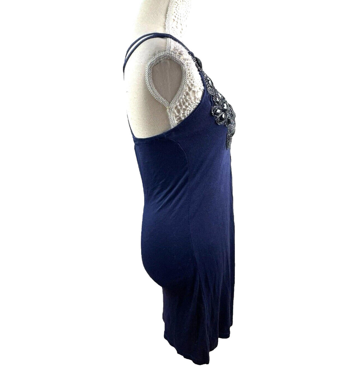 Little Mistress Blue Evening Dress Navy Embellished Women's UK Size UK Size 10