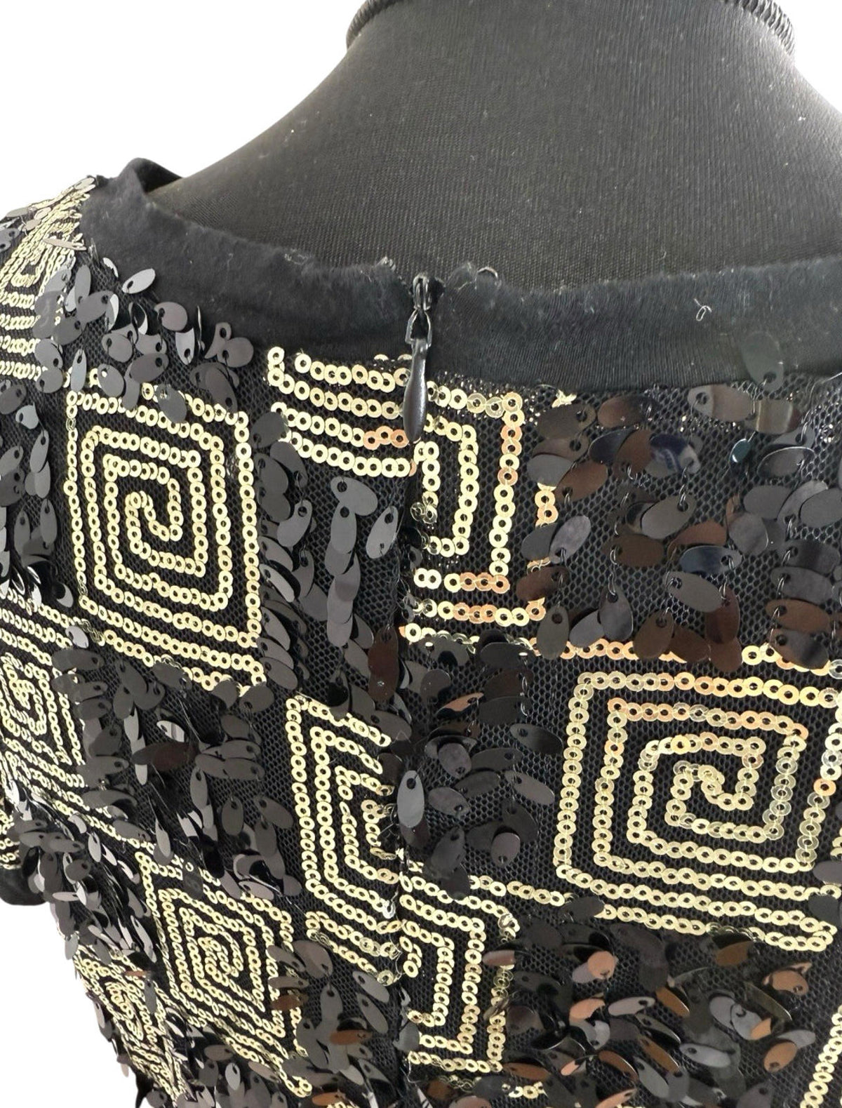 Made By Miso Sequin Mini Dress Black & Gold Check Sparkle Women's UK Size 14