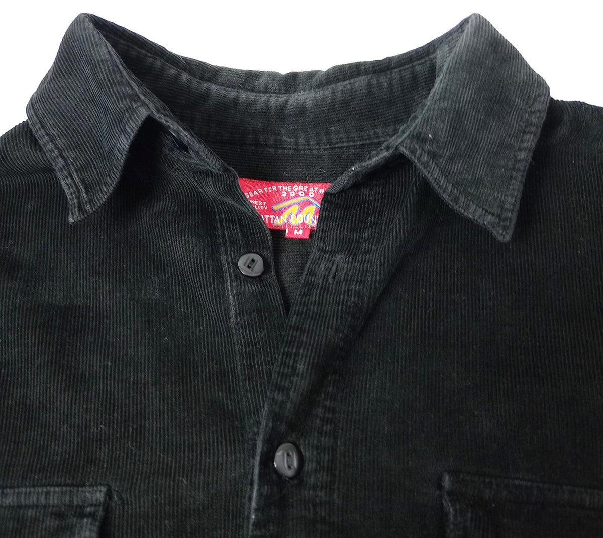 Manhatten Countrystore Corduroy Shirt Men's UK Size M Long Sleeve Black Pockets